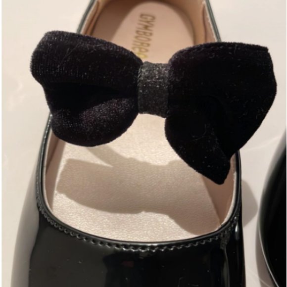 Charming Black Patent Ballet Flats with Velvet Bow by Gymboree - Kids Size 13 - Picture 3 of 6
